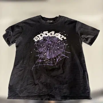 sp5der 블랙 T셔츠 거미줄 디자인