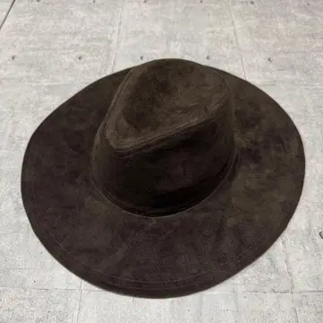 새상품 미사용 중절모 와이드 챙 모자 스웨이드 느낌 브라운