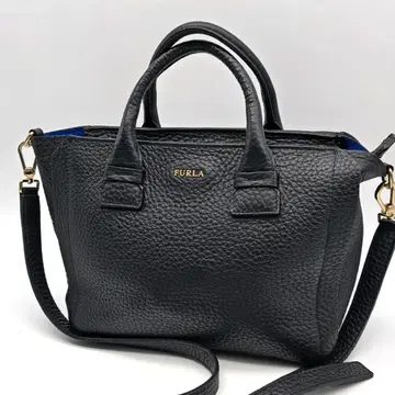 새상품급 훌라 카프리치오 핸드백 2way 블랙 안쪽 블루 천연 가죽