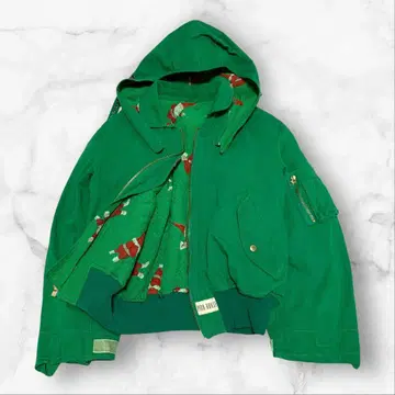핑크하우스 후드 부착 블루종 MA-1 자켓 2way 산타 패턴