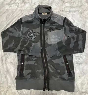 avirex 아비렉스 그레이 카모플라쥬 풀 집업 저리 점퍼 L 사이즈