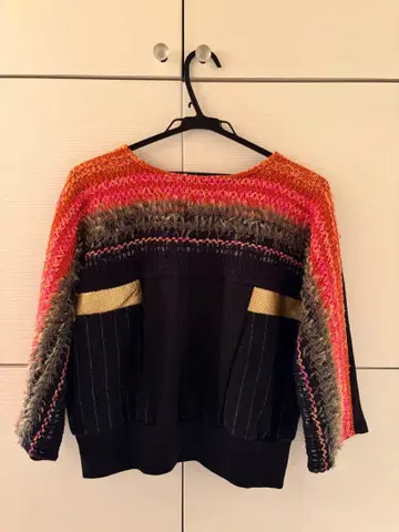 HISUI 비취 00SS 이소재 콤비 저지 x 니트 M