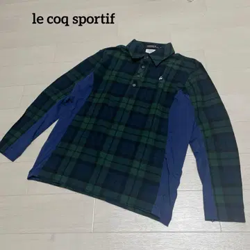 르꼬끄 스포르티브 골프웨어 긴팔 셔츠 체크 도킹 M 사이즈