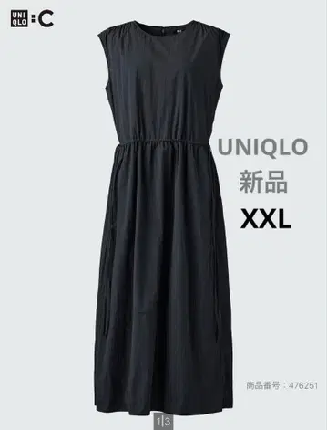 [택 포함 새상품 XXL] 유니클로 개더 원피스 블랙 빅 사이즈 롱