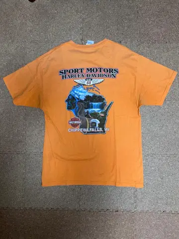 90s Harley-Davidson 프린트 T셔츠 오렌지