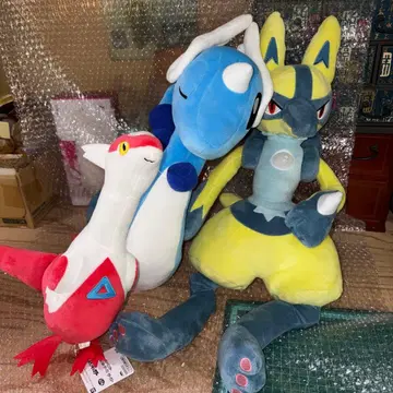 포켓몬 봉제 인형 옐로우 컬러 루카리오, 한카리아스, 라티아스 일괄