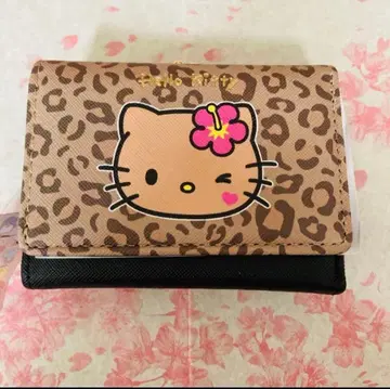 [ 미사용 새상품 ] 헬로키티 지갑 일광화상 키티 레오파드 무늬 택 포함