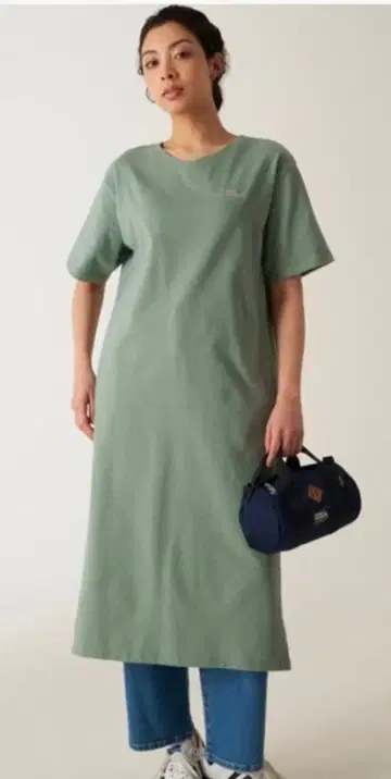 Eddie Bauer S/S V-Neck Tee Dress S Sage