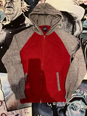 GAP 집업 후드티 L 사이즈 레드/그레이