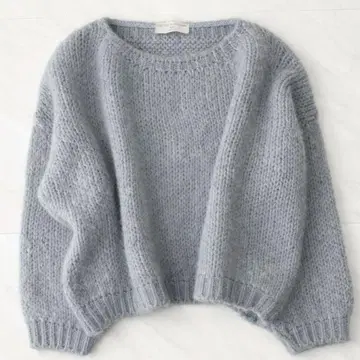 모헤어 혼방 포근한 트리코 진마르크 니트 블루