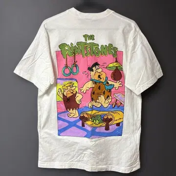 레어 플린트 스톤 빈티지 T셔츠 화이트