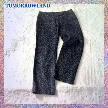 새상품급 투모로우랜드 컬렉션 레오파드 자카드 팬츠 네이비 일본제