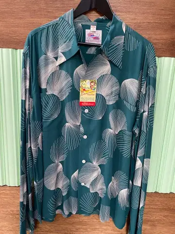 듀크 카하나모쿠 쉘 패턴 레이온 오픈 셔츠