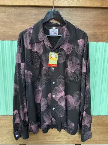 듀크 카하나모쿠 쉘 패턴 레이온 오픈 셔츠