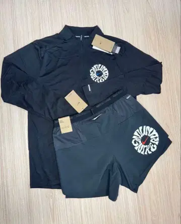 나이키 긴팔 자켓과 숏팬츠 세트 블랙