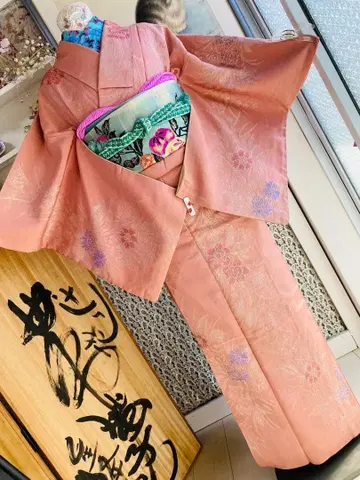 앤티크 기모노 마조리카 오메시 순수 실크