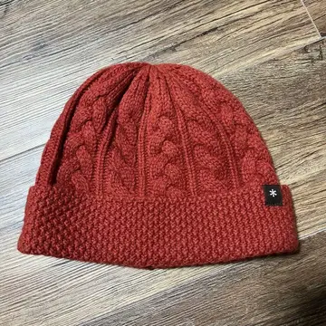 스노우피크 버건디 케이블 짜임 니트 모자 비니