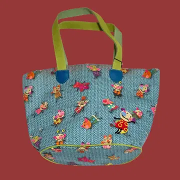 컬러풀 돼지 패턴 돼지 토트백 알베로베로! 오레보레브라! 이염 있음