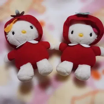레트로 귀여운 키티&미미이 딸기 봉제 인형 세트 주말 세일
