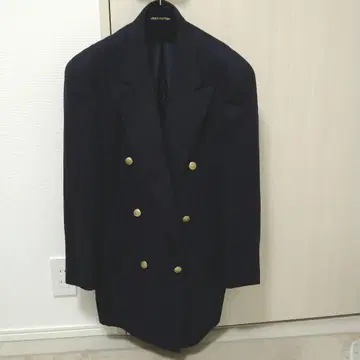 NEWYORKER 뉴요커 울 골드 버튼 네이비 더블 테일러드 자켓