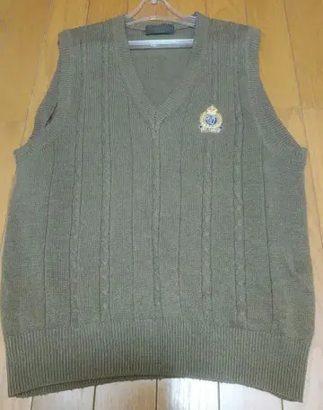 PoLoNews 케이블 니트 베스트 M 사이즈 올리브 그린