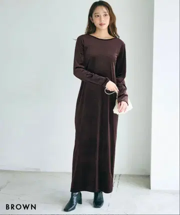 brown tall 사이즈 백산 벨로아 맥시 원피스