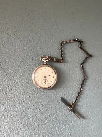 앤티크 회중시계 작동 은제 케이스 체인 MOERIS 1914년 새상품급