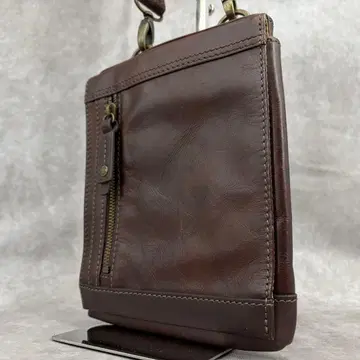 [고품질] 다케오 키쿠치 숄더백 벨트 파우치 크로스바디 가죽 브라운