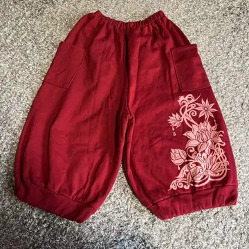 동양인 맨투맨 사루엘 팬츠 배럴 속기모 로터스 와인 레드