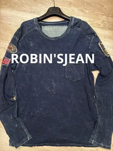 ROBIN'SJEAN 자수 패치 포함 긴팔 T셔츠 MADE IN USA