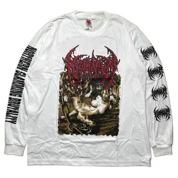 Kraanium 롱티/긴팔 티셔츠 화이트 XL 데스메탈 크라니움