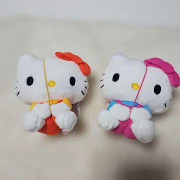 헬로키티 봉제 인형 오렌지 핑크 세트