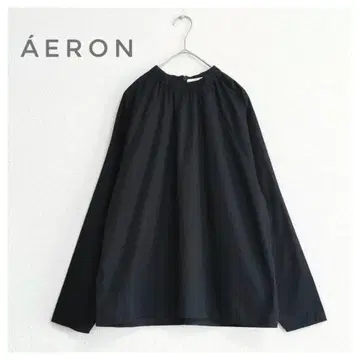 새상품급 AERON 개더 블라우스 풀오버 블랙 36 아론 에어론