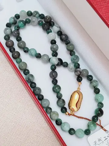 미사용품 천연 에메랄드 목걸이