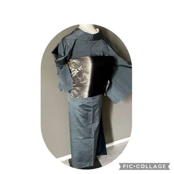 츠무기 기모노 순수 실크 화장 64 기장 164 바치카라