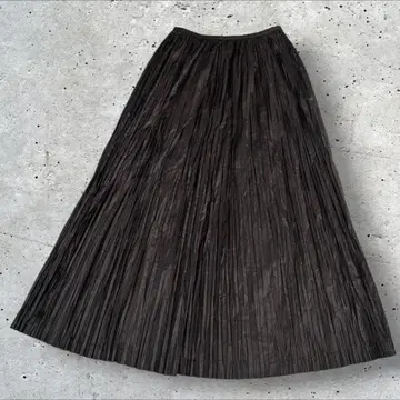 AnnoNuovo 와셔 플리츠 스커트 블랙 롱 40