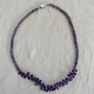 자수정 물방울 모양 silver 목걸이