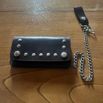 초레어 가죽 지갑 달러 지폐 체인 천연 가죽 소가죽 일본제 스터드 일본산