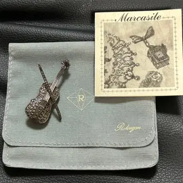 록잔 Marcasite 바이올린형 브로치 실버