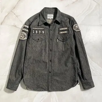 T18710 새상품급 스튜디오 다치산 와펜 커스텀 데님 워크 셔츠 M
