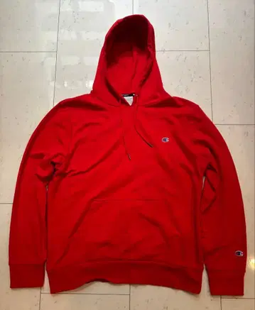 Champion 레드 코튼폴리 후드 맨투맨 XXL