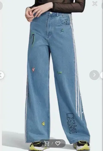 [ 레어 미사용 새상품 ] adidas x Fiorucci 청바지 데님