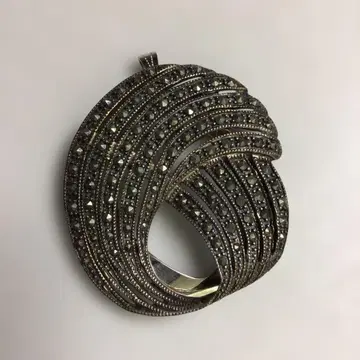 스털링 실버 925 & 마카사이트 물결 디자인 펜던트 or 브로치