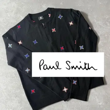 [새상품급] 폴스미스 별 자수 크루넥 풀 집업 가디건 M 블랙