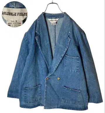 레트로 구제 의류 라이트 블루칼라 더블 디자인 데님 자켓