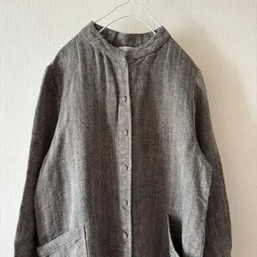 [ fog linen work ] 하운드투스 린넨 코트 원피스