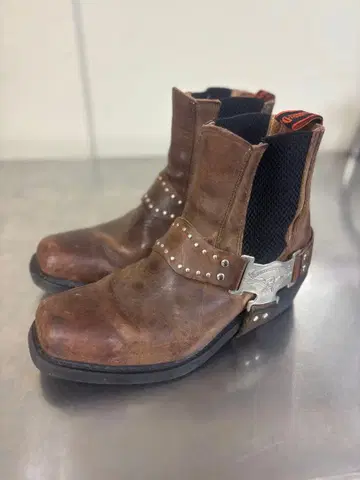 Harley-Davidson 링 부츠 바이커 가죽 사이드 고어