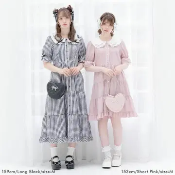 DearMyLove 깅엄 체크 티어드 원피스 양산 롱