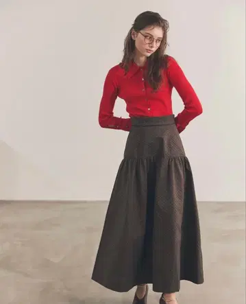 Aimeine 자카드 볼륨 스커트 브라운