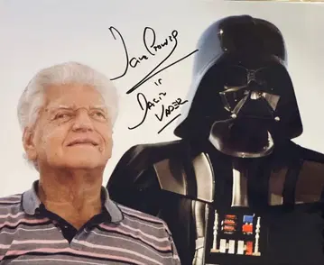 스타 워즈 데이비드 프라우스 친필 사인 사진 다스 베이더 D